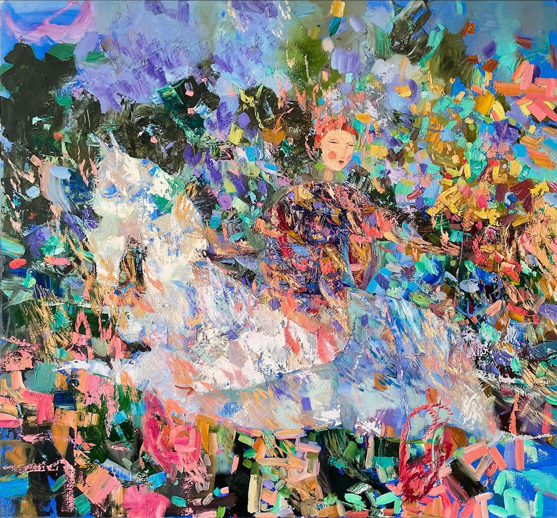 The Lone Rider, 140x130, 2025. Oil on canvas