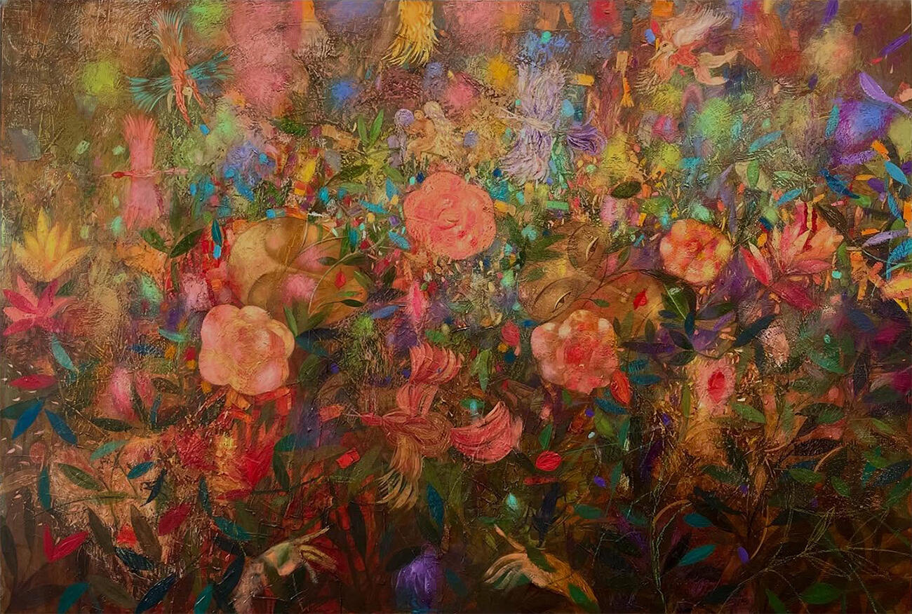 Evening, 160x110, 2025. Pastel and oil on canvas