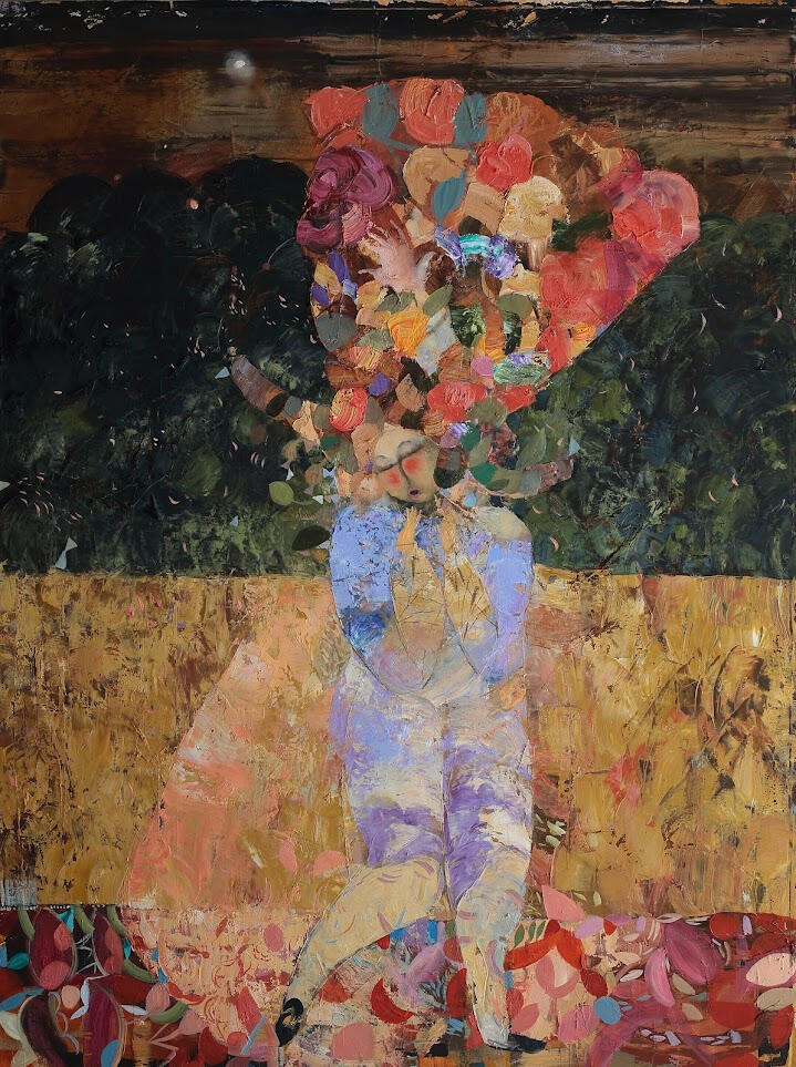 Solo in forest 90x150 2023 Oil on Canvas